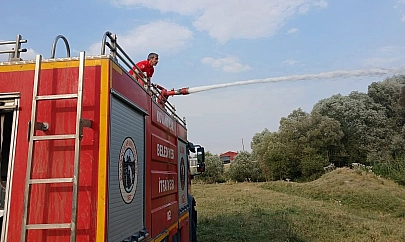 Ağaçlık alanda çıkan yangın itfaiye ekiplerince söndürüldü
