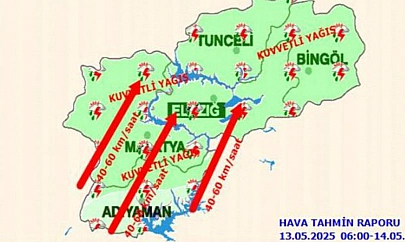 Elazığ'a meteorolojiden uyarı: kuvvetli yağış geliyor