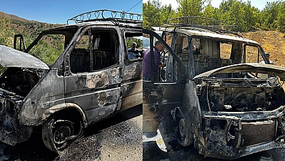Elazığ'da minibüs alevlere teslim oldu!