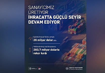 Eylül ayında ihracat 26 milyar dolara ulaştı