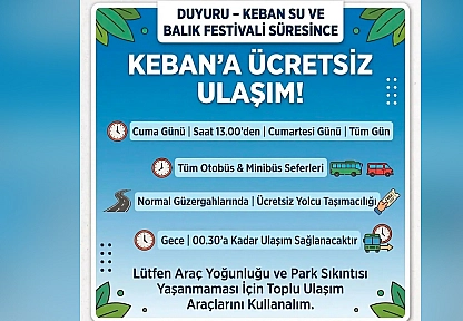 Keban Su ve Balık Festivali'nde ulaşım ücretsiz olacak