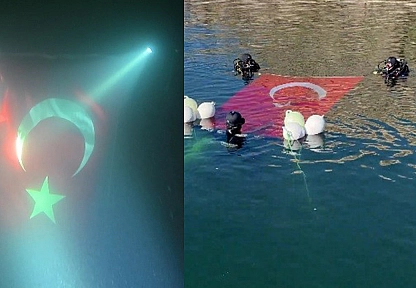 Tunceli'de 29 metre derinlikte Türk bayrağı açıldı