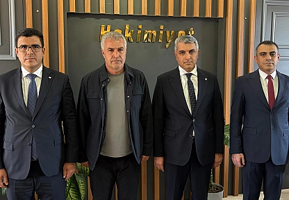 Vakıfbank Bölge Müdürü Tunç ve Hazar Şubesi Müdürü Yurtsevenden, Ahmet Toprak'a ziyaret