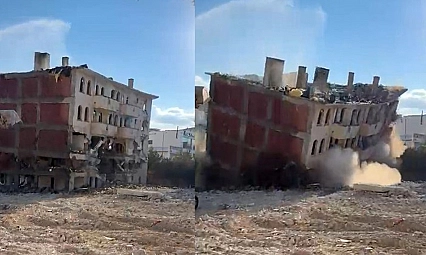 Elazığ'da iş makinesi dokundu, 5 katlı bina yerle bir oldu