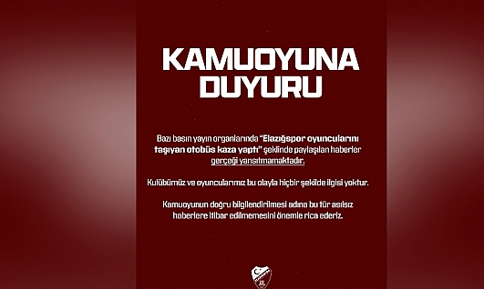 Elazığspor'dan asılsız iddialara karşı kamuoyuna duyuru