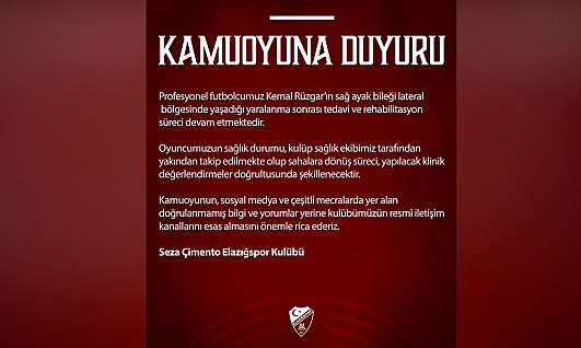 Elazığspor'dan Kemal Rüzgar açıklaması! Tedavi süreci devam ediyor