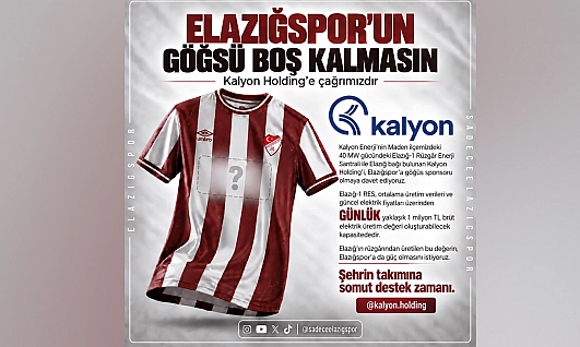 Elazığspor platformundan Kalyon Holding'e göğüs sponsorluğu çağrısı