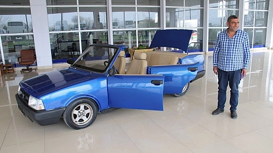 Hurda otomobil, üstü açık lüks otomobile döndü