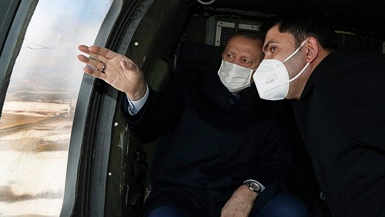 Cumhurbaşkanı Recep Tayyip Erdoğan havadan yaptığı incelemeleri tamamladı