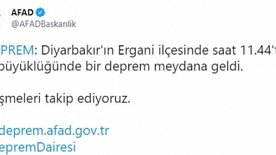 Diyarbakır'da 4 büyüklüğünde deprem! Çevre illerde de hissedildi