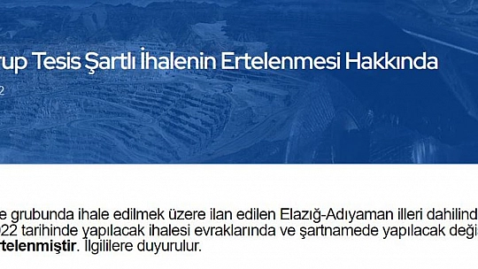 Elazığ Girişim Grubunun Çalışmaları Sonuç Verdi, İhale Bir Kez Daha Ertelendi