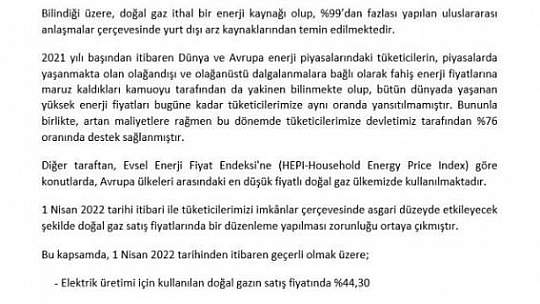 Doğalgaza Dev Zam