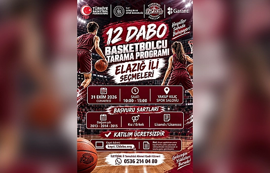 12 Dabo basketbolcu tarama programı Elazığ il seçmeleri 31 Ekim'de yapılacak