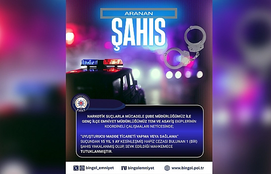 Bingöl'de kesinleşmiş hapis cezası olan zanlı tutuklandı