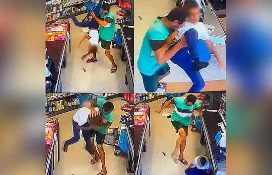 Çocuğu yerden yere vurarak darp etti