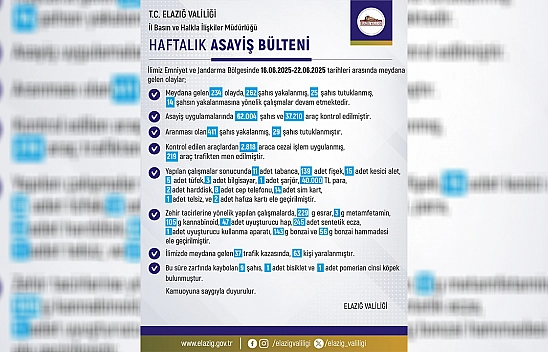 Elazığ asayiş raporu
