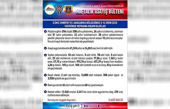 Elazığ asayiş raporu