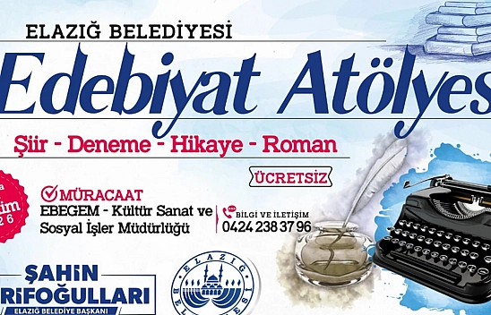 Elazığ Belediyesi Edebiyat Atölyesi'ne online olarak başvuru yapılabilecek
