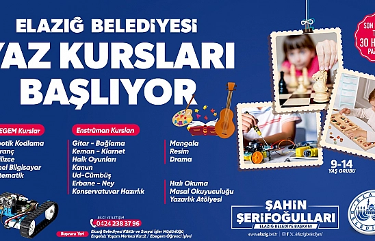 Elazığ Belediyesi yaz kursları başlıyor