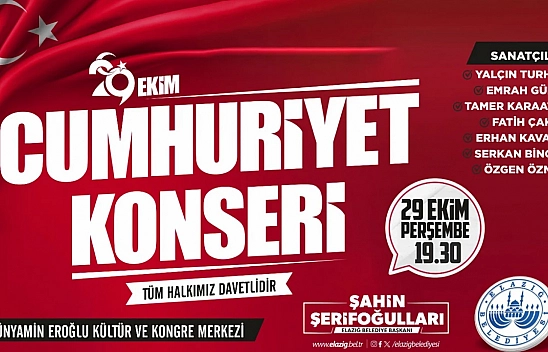 Elazığ Belediyesinden Cumhuriyet Bayramı'na özel konser