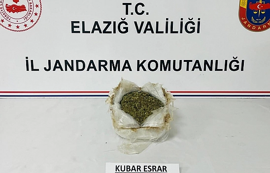 Elazığ'da 1 kilo 429 gram kubar esrar maddesi ele geçirildi