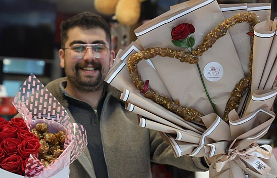 Elazığ'da 14 Şubat'a özel 'orcik' buketi