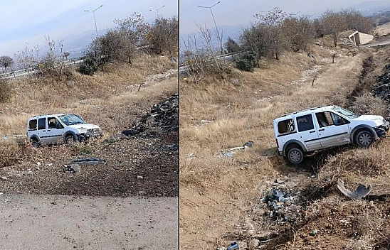 Elazığ'da bir araç şarampole girdi!