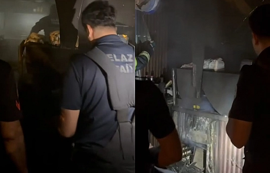 Elazığ'da bomba gibi patlayan buzdolabının sebep olduğu yangın söndürüldü