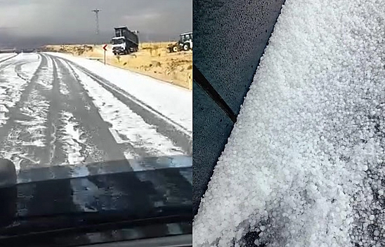 Elazığ'da dolu yağışı etkili oldu