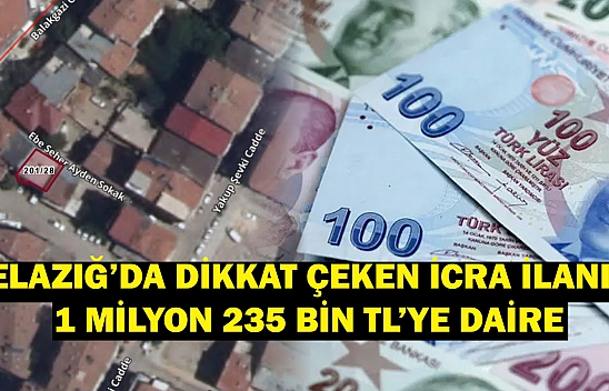 Elazığ'da ev arayanlar dikkat! İcradan uygun fiyata satışa çıkarıldı… 1 milyon 235 bin TL'ye satılacak