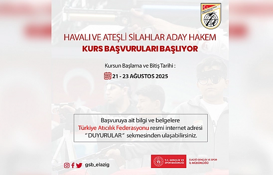 Elazığ'da havalı ve ateşli silahlar aday hakem kursu açılıyor