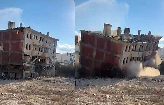Elazığ'da iş makinesi dokundu, 5 katlı bina yerle bir oldu