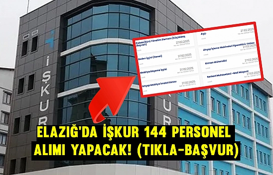 Elazığ'da İŞKUR 144 personel alımı yapacak! (TIKLA-BAŞVUR)