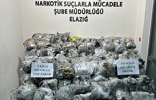 Elazığ'da Konteyner Yüklü Tırda  146 Kilo Uyuşturucu Ele Geçirildi