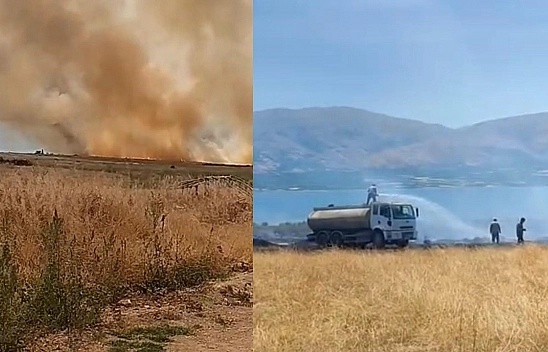 Elazığ'da otluk alanda çıkan yangın korkuttu