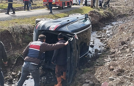 Elazığ'da Otomobil Yol Kenarına Savruldu