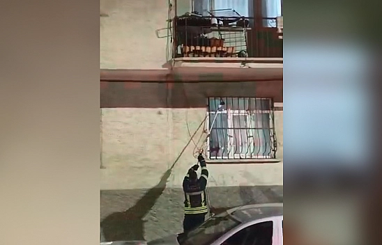 Elazığ'da pencere korkuluğuna yılan çıktı