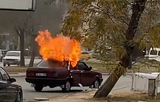 Elazığ'da seyir halindeki otomobil yandı