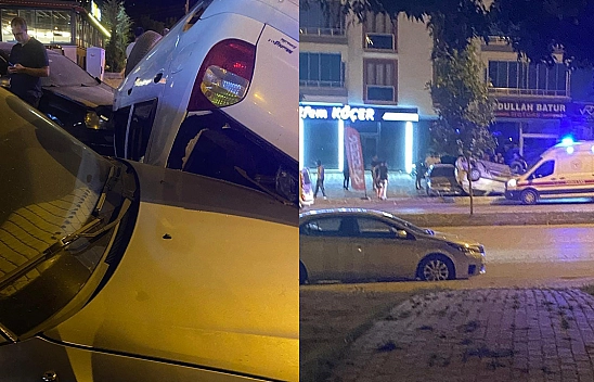 Elazığ'da takla atan araç park halindeki otomobillere çarptı