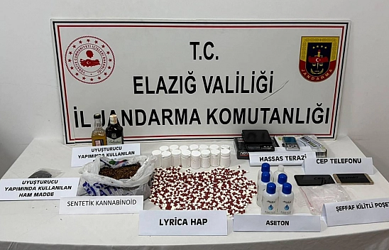 Elazığ'da uyuşturucu imalathanesine baskın: 2 tutuklama