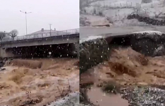 Elazığ'da Yağış Sonrası  Dereler Taştı Yol Çöktü