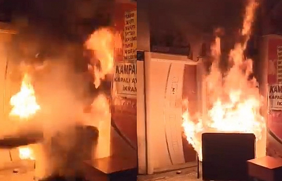 Elazığ'da yanan işletmenin yardımına esnaf yetişti