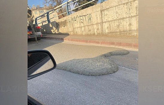 Elazığ'da yola beton döken miksere 668 bin lira ceza kesildi