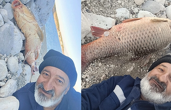 Elazığ'daki amatör balıkçıdan 'yeme de yanında yat'