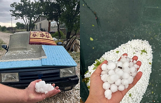 Elazığ'ın yüksek kesimlerinde dolu etkili oldu
