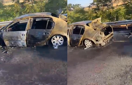 Elazığ-Malatya yolunda otomobil alev alev yandı