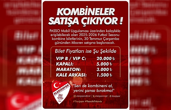 Elazığspor'da kombineler satışa çıkıyor