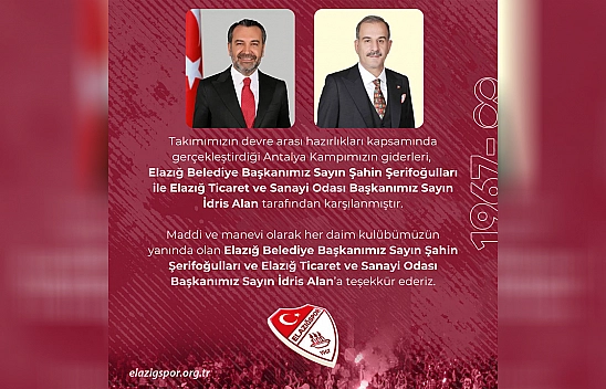 Elazığspor'dan Başkanlara teşekkür mesajı