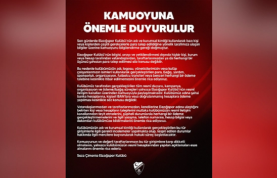 Elazığspor'dan dolandırıcılık uyarısı