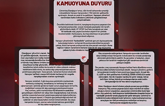 Elazığspor'dan Vanspor FK maçı ve sonrasındaki olaylara dair açıklama